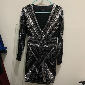 Express size medium sequin long sleeve dress